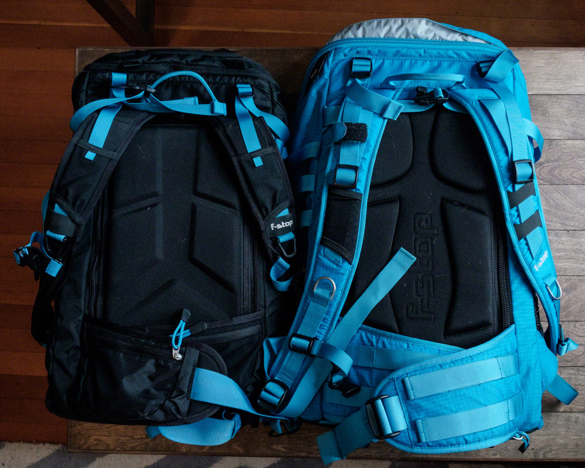 A front-view (where the bag opens) of the Kashmir UL (left) and Loka (right).